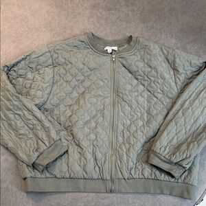 And Now This Quilted Olive Green Bomber Jacket